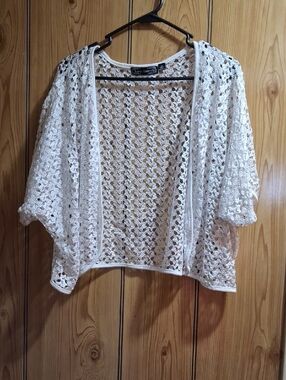 Lightweight Cream Crochet Open-Front Women's Top